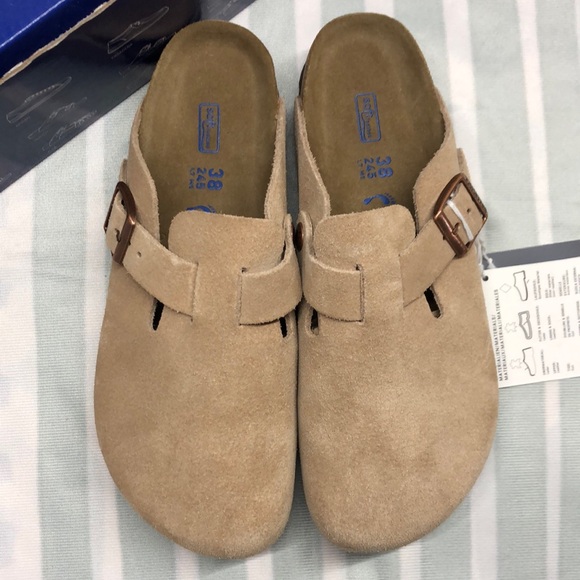 NEW 🍈Birkenstock Boston • Latte Cream • NarrowFit Vegan • SuedeGuard Tech - Picture 1 of 6